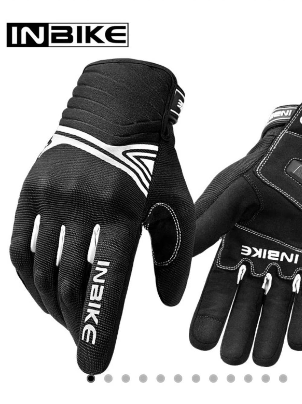 INBIKE Men’s Black Cycling Gloves with White Accents